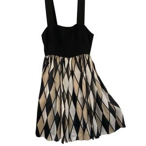 J Crew Corset Midi Sundress Linen & Silk Swing Harlequin Print Dress Sz 10